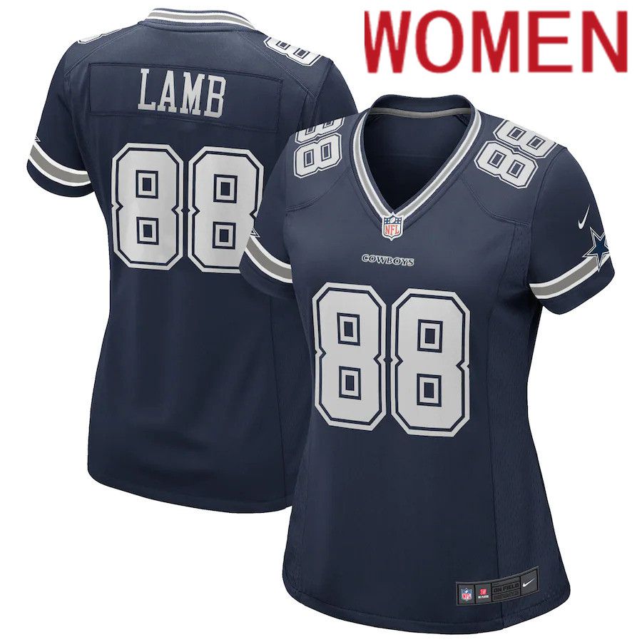 Women Dallas Cowboys #88 CeeDee Lamb Nike Navy Game NFL Jersey->women nfl jersey->Women Jersey